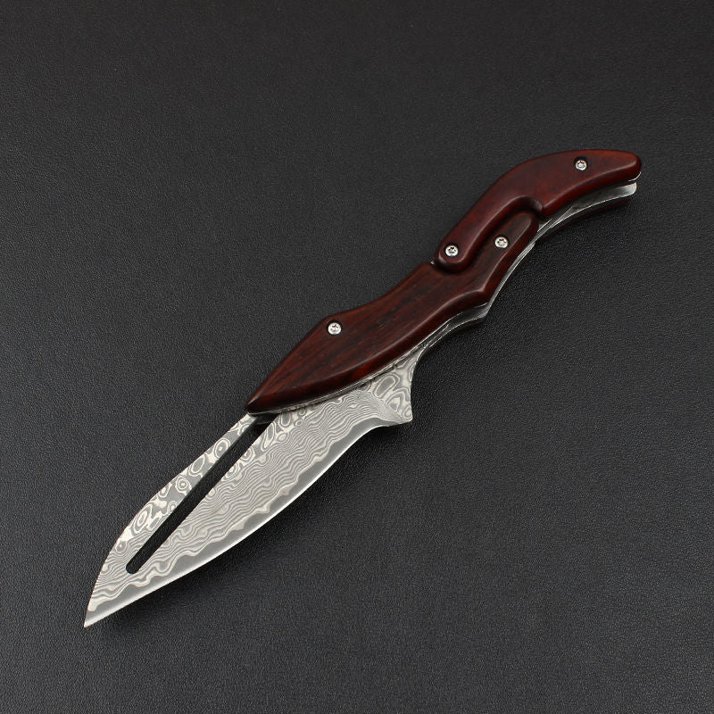 Damascus Folding Knife – Steel Pocket Mechanical Lock Camping EDC Collector variant image - product view 9