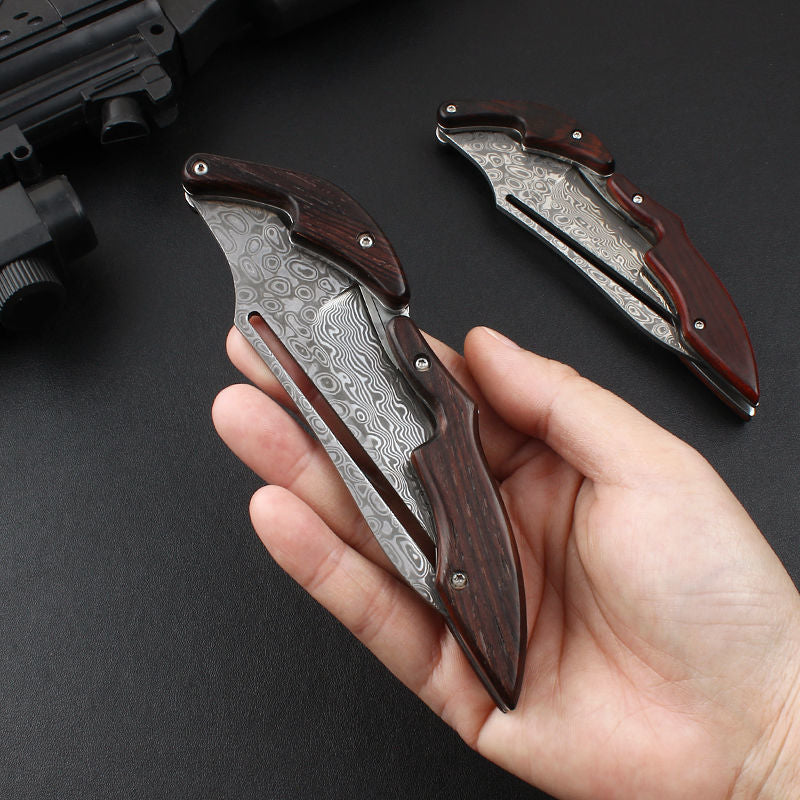 Damascus Folding Knife – Steel Pocket Mechanical Lock Camping EDC Collector detail image - detail view 12