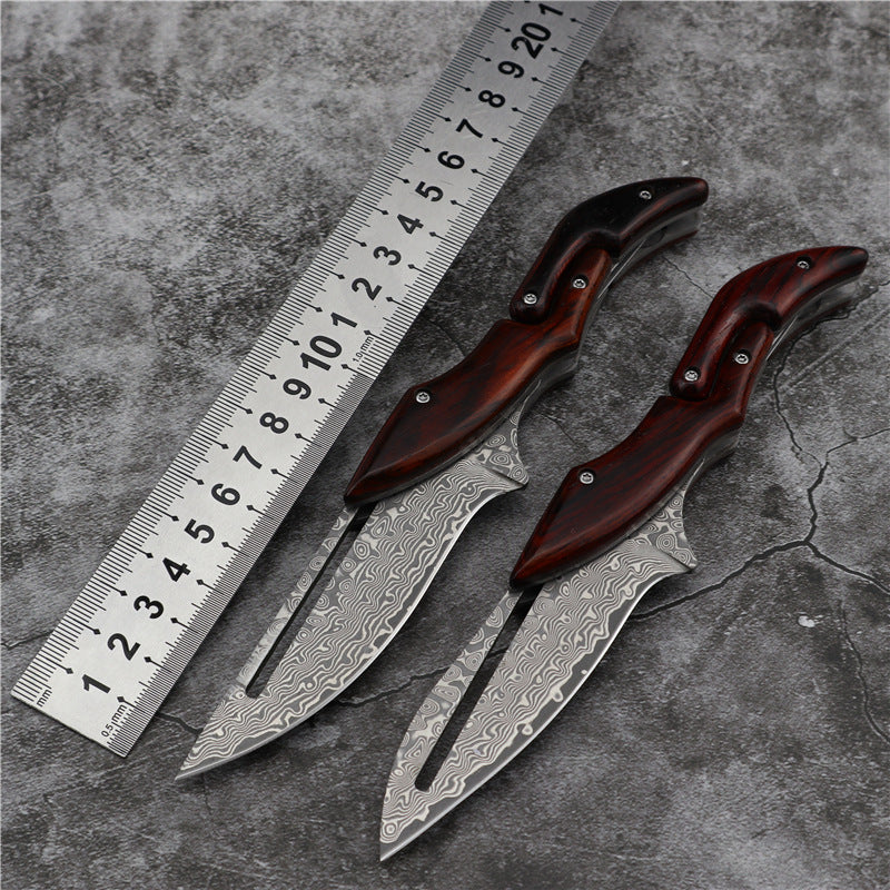 Damascus Folding Knife – Steel Pocket Mechanical Lock Camping EDC Collector detail image - detail view 4