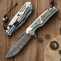 Damascus Folding Knife – Steel VG10 75 Layer Titanium Handle Back Lock Outdoor Collector product image