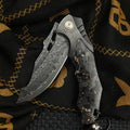 Damascus Folding Knife – VG10 Carbon Fiber Handle Copper Flake Hand Finished EDC Collector product image