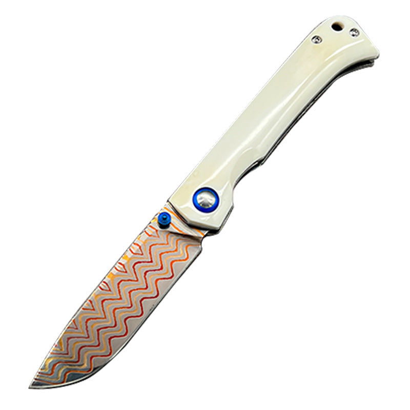 Damascus Folding Knife – Winged Avian with G10 Handle & Zirconium Inlay with 59HRC variant image - product view 13