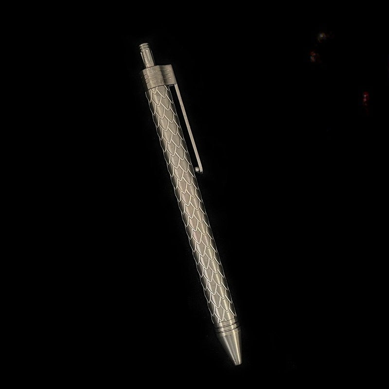 Damascus Tactical Pen – Titanium with CNC Engraved Titanium / Zirconium / Steel Writing variant image - product view 24