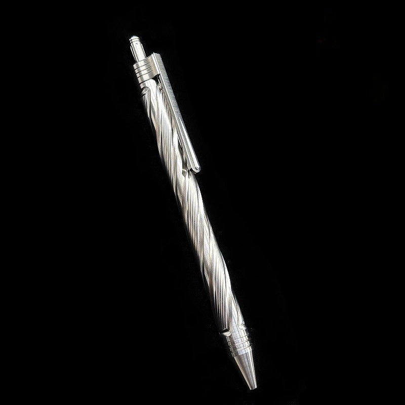 Damascus Tactical Pen – Titanium with CNC Engraved Titanium / Zirconium / Steel Writing variant image - product view 20