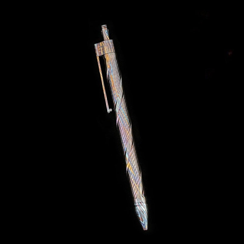 Damascus Tactical Pen – Titanium with CNC Engraved Titanium / Zirconium / Steel Writing variant image - product view 22