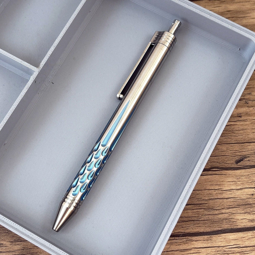 Damascus Tactical Pen – Titanium with CNC Engraved Titanium / Zirconium / Steel Writing variant image