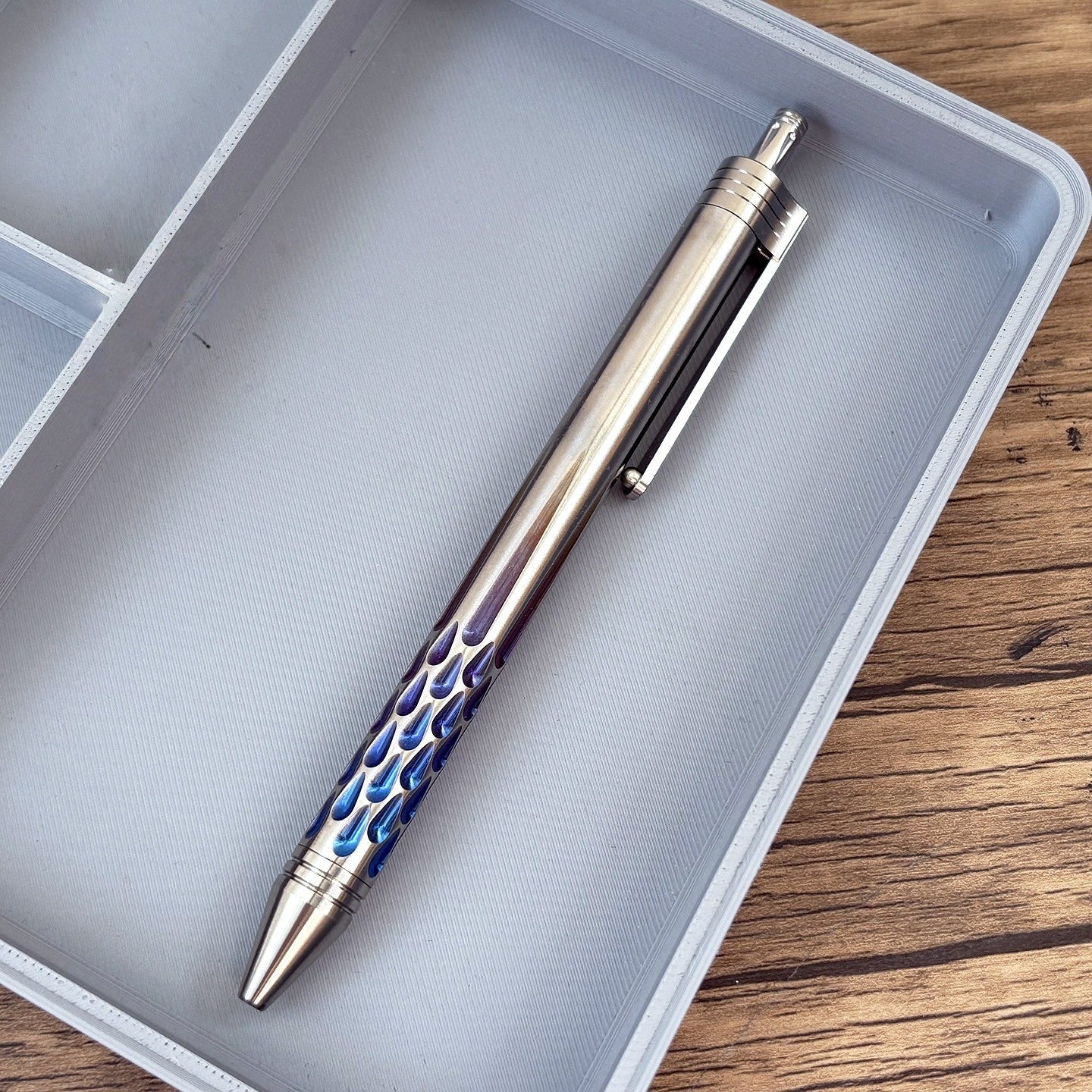Damascus Tactical Pen – Titanium with CNC Engraved Titanium / Zirconium / Steel Writing variant image - product view 17