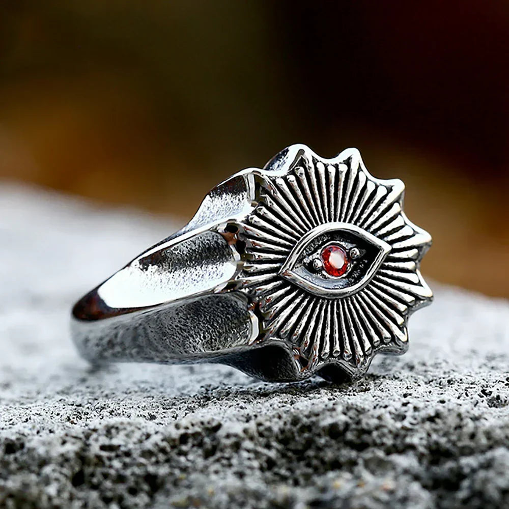 Demon Eye Rune Ring – Crimson Gothic Viking Punk Biker for Alternative Styling product image