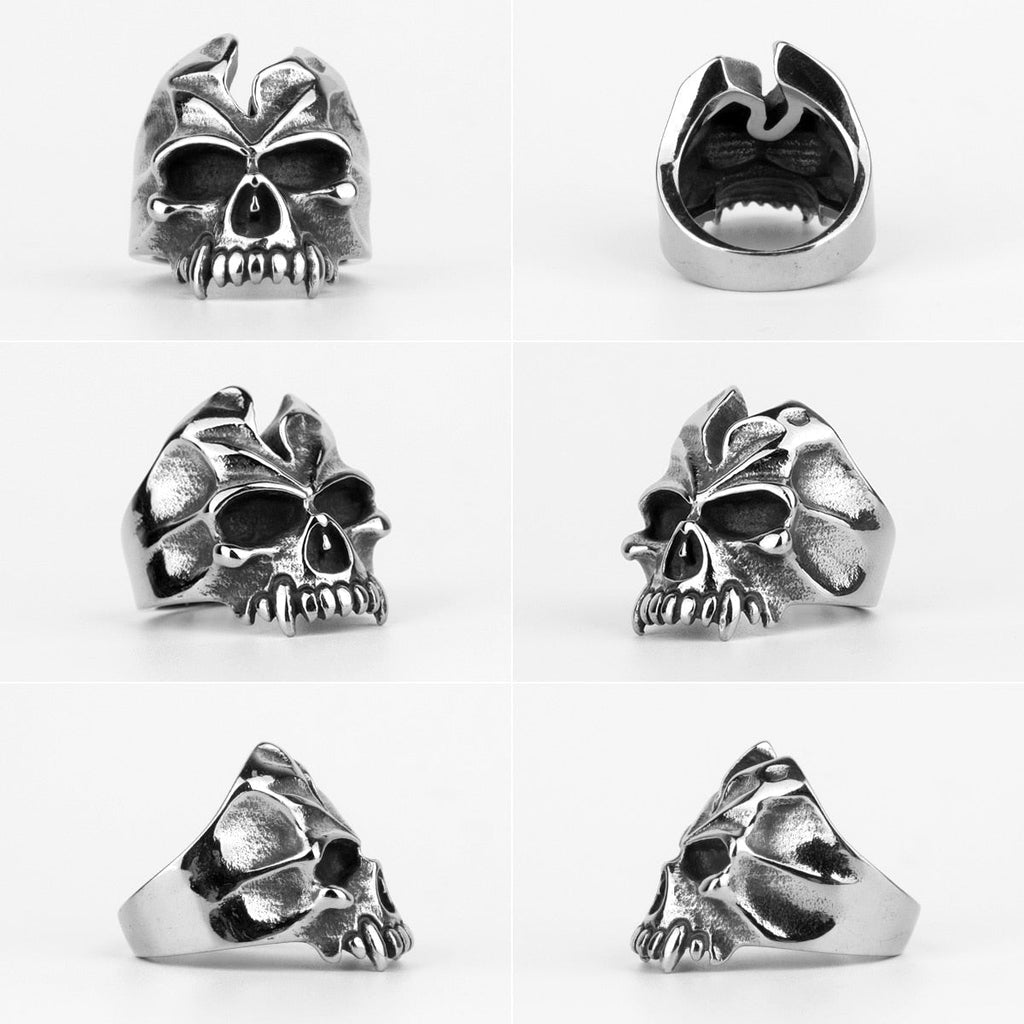 Devil Tooth Skull Ring – Busted Gothic Punk Biker for Alternative Styling, Collecting detail image - detail view 5