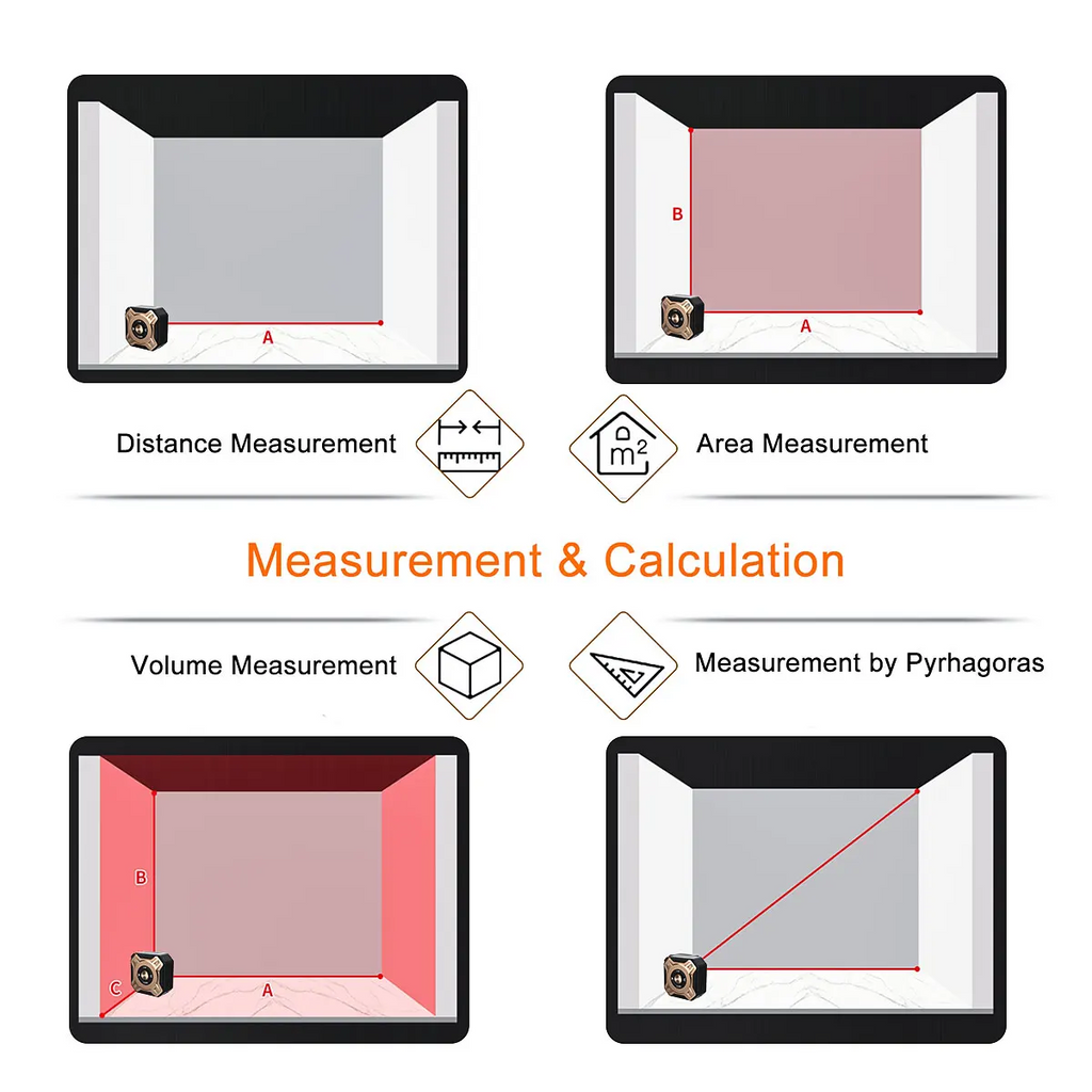 Digital Measuring Tool – Laser Tape Measure 2-in-1 135ft USB Rechargeable Construction DIY detail image - detail view 12