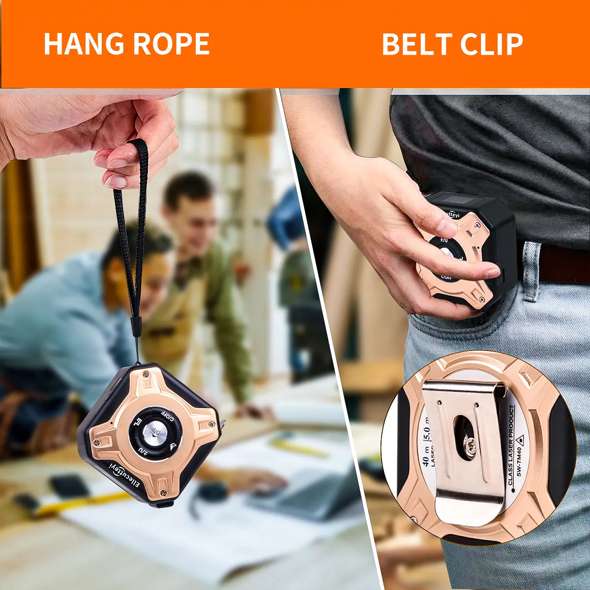 Digital Measuring Tool – Laser Tape Measure 2-in-1 135ft USB Rechargeable Construction DIY detail image - detail view 13