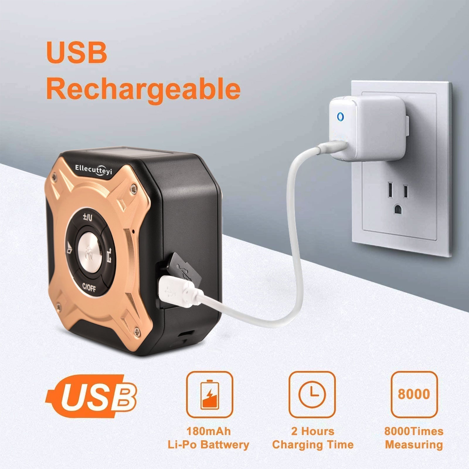 Digital Measuring Tool – Laser Tape Measure 2-in-1 135ft USB Rechargeable Construction DIY detail image - detail view 4