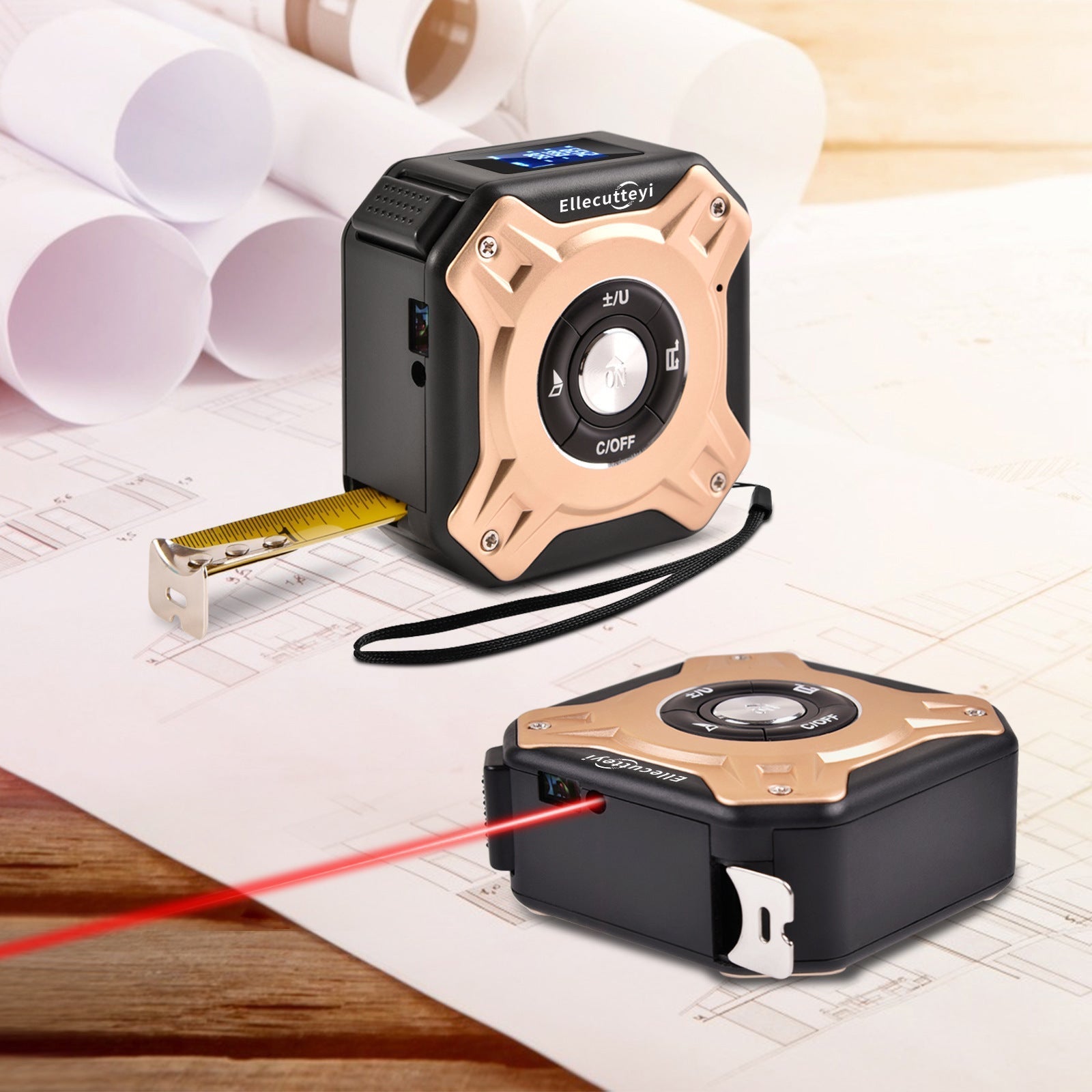 Digital Measuring Tool – Laser Tape Measure 2-in-1 135ft USB Rechargeable Construction DIY detail image - detail view 5
