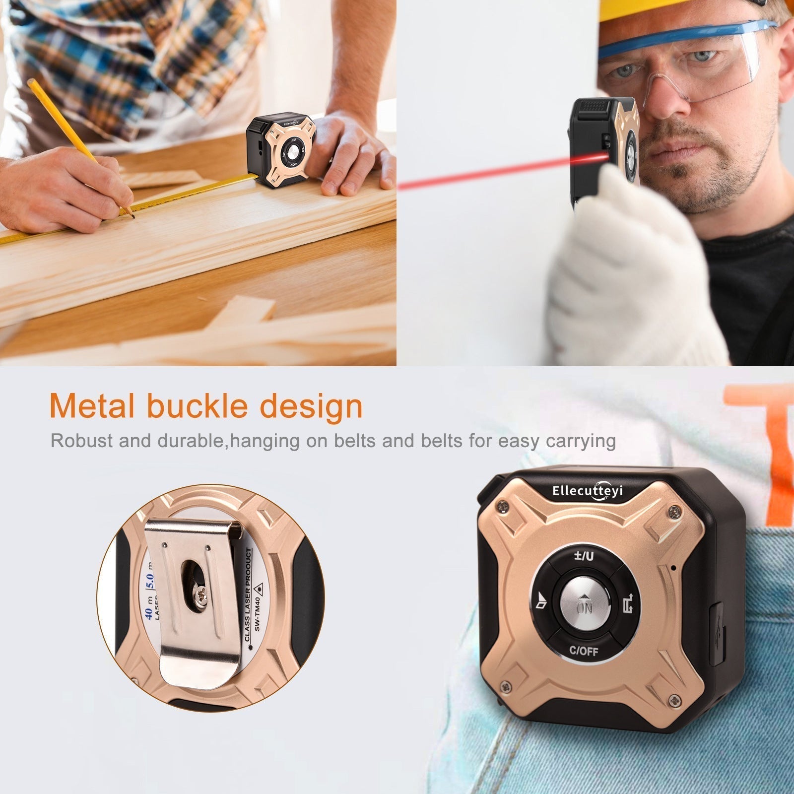 Digital Measuring Tool – Laser Tape Measure 2-in-1 135ft USB Rechargeable Construction DIY detail image - detail view 6
