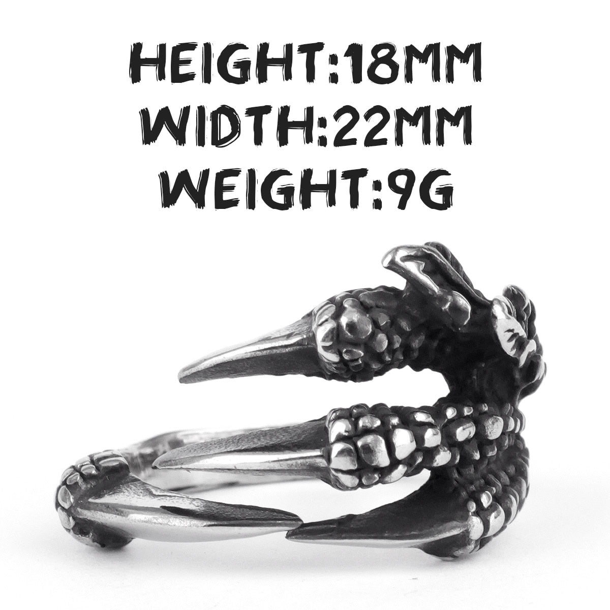 Dragon Claw Ring – Gothic Fantasy Punk Hip Hop Biker Statement detail image - detail view 6