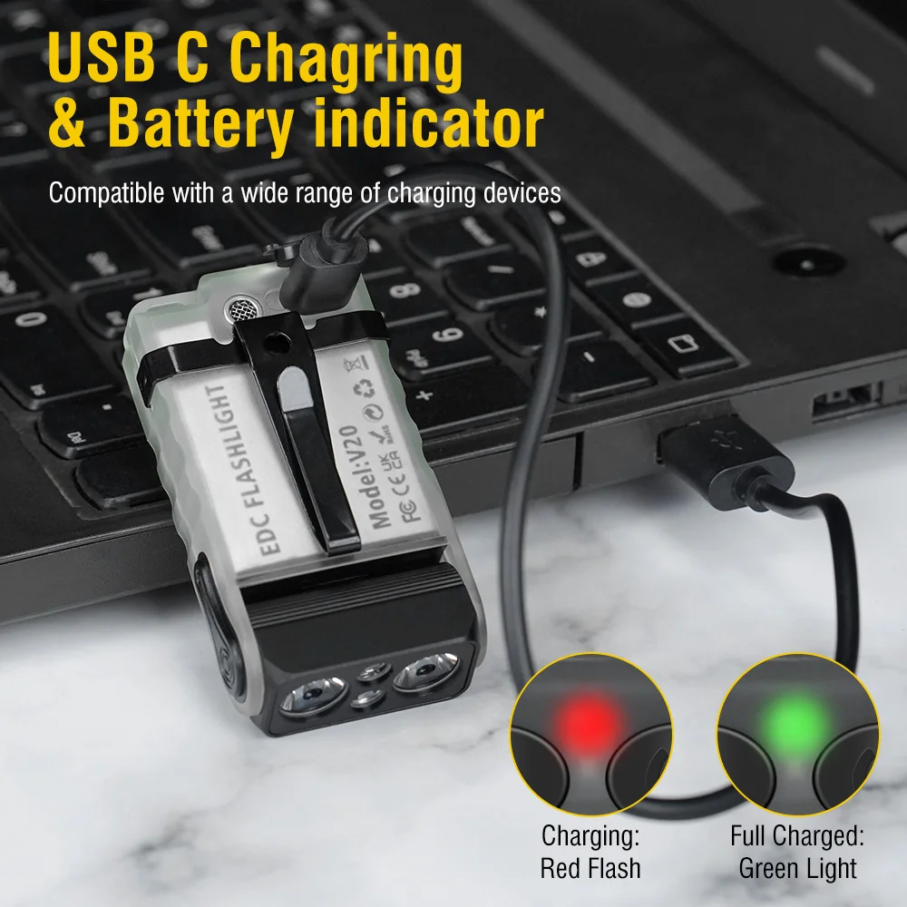 EDC Flashlight – 1200 Lumens Emergency Buzzer UV Red Light IP67 Waterproof Magnetic detail image - detail view 11