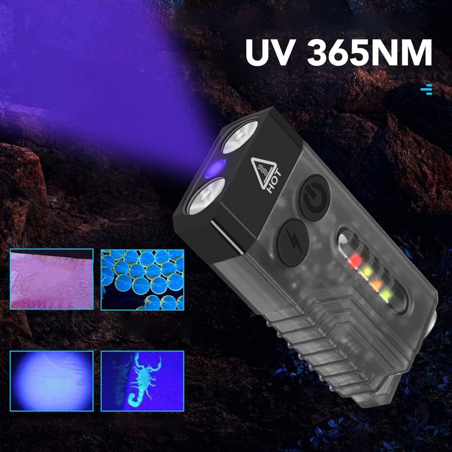 EDC Flashlight – 1200 Lumens Emergency Buzzer UV Red Light IP67 Waterproof Magnetic detail image - detail view 3