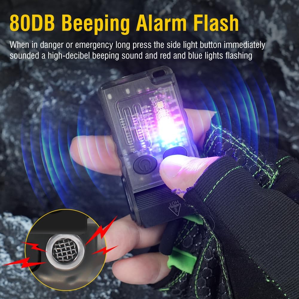 EDC Flashlight – 1200 Lumens Emergency Buzzer UV Red Light IP67 Waterproof Magnetic detail image - detail view 4