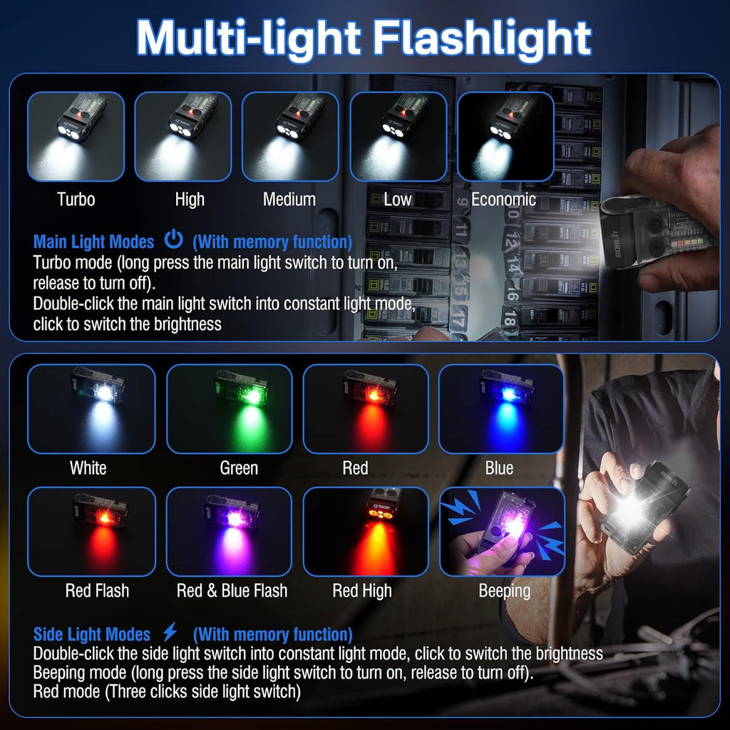 EDC Flashlight – 1200 Lumens Emergency Buzzer UV Red Light IP67 Waterproof Magnetic detail image - detail view 6