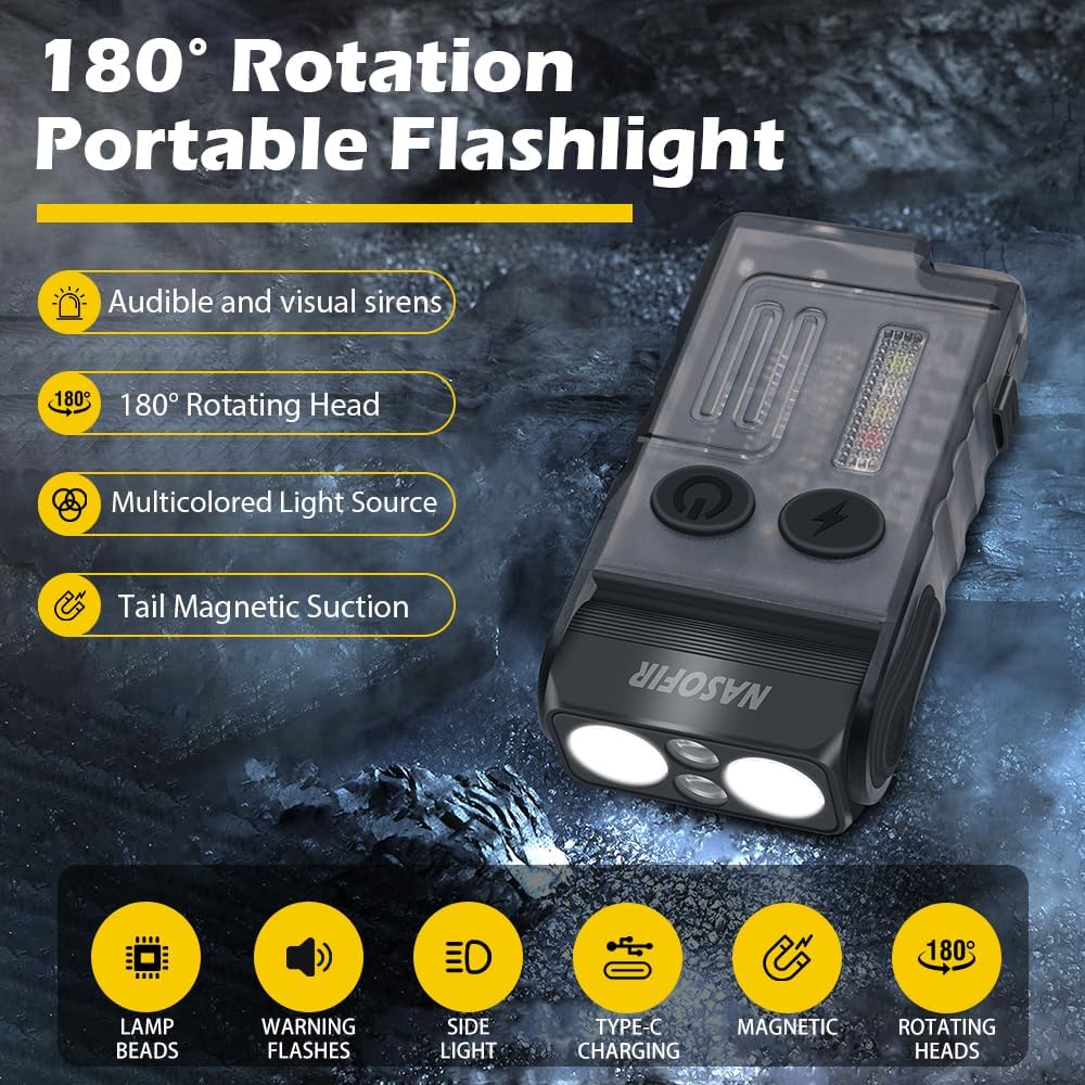 EDC Flashlight – 1200 Lumens Emergency Buzzer UV Red Light IP67 Waterproof Magnetic detail image - detail view 8