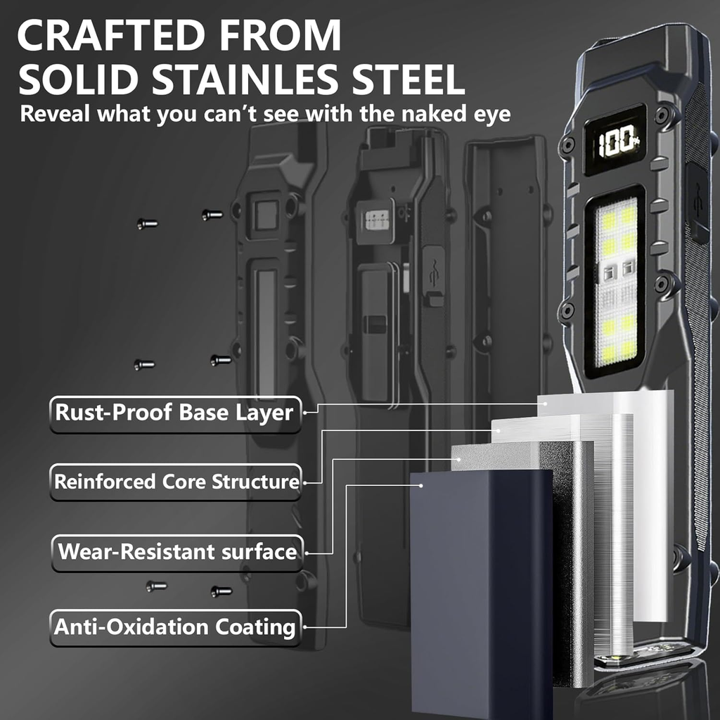 EDC Flashlight – NightGuard Tactical Edge Rechargeable with 1300 Lumen Flat detail image - detail view 10