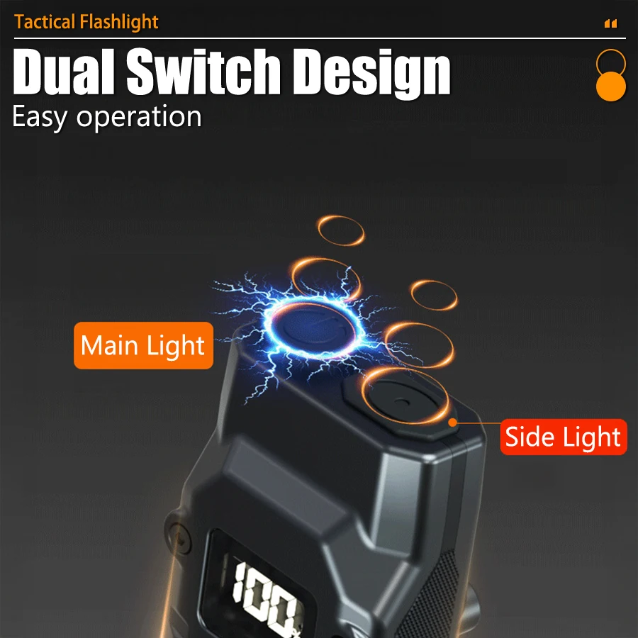EDC Flashlight – NightGuard Tactical Edge Rechargeable with 1300 Lumen Flat detail image - detail view 14