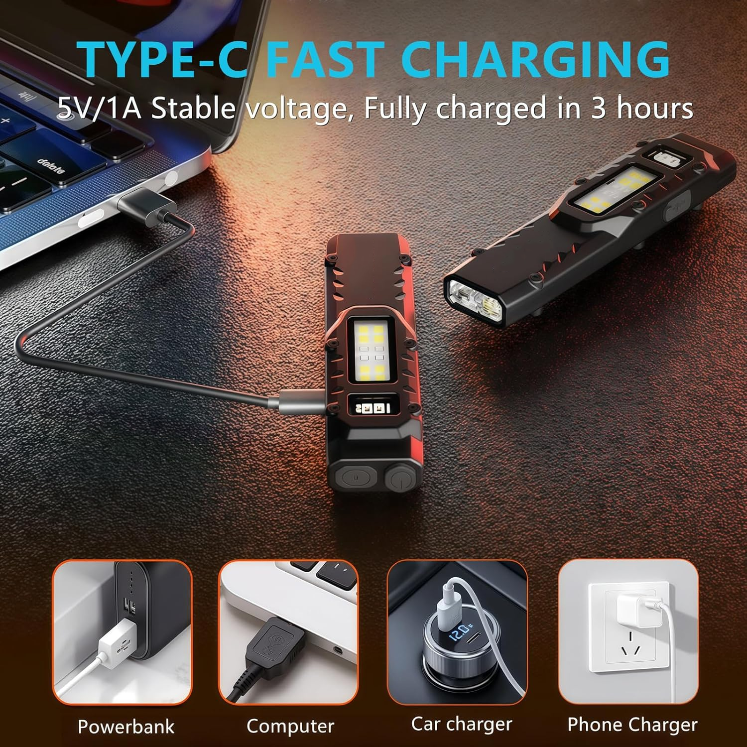 EDC Flashlight – NightGuard Tactical Edge Rechargeable with 1300 Lumen Flat detail image