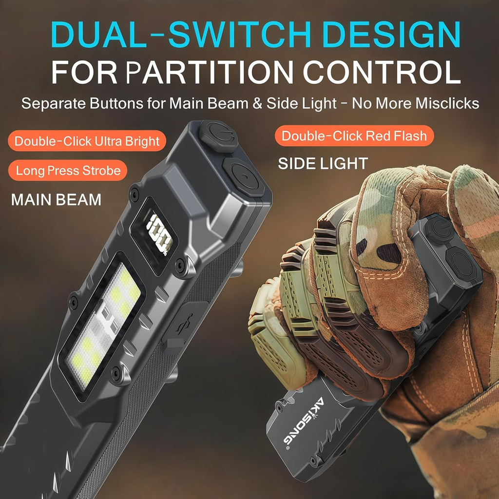 EDC Flashlight – NightGuard Tactical Edge Rechargeable with 1300 Lumen Flat detail image - detail view 3
