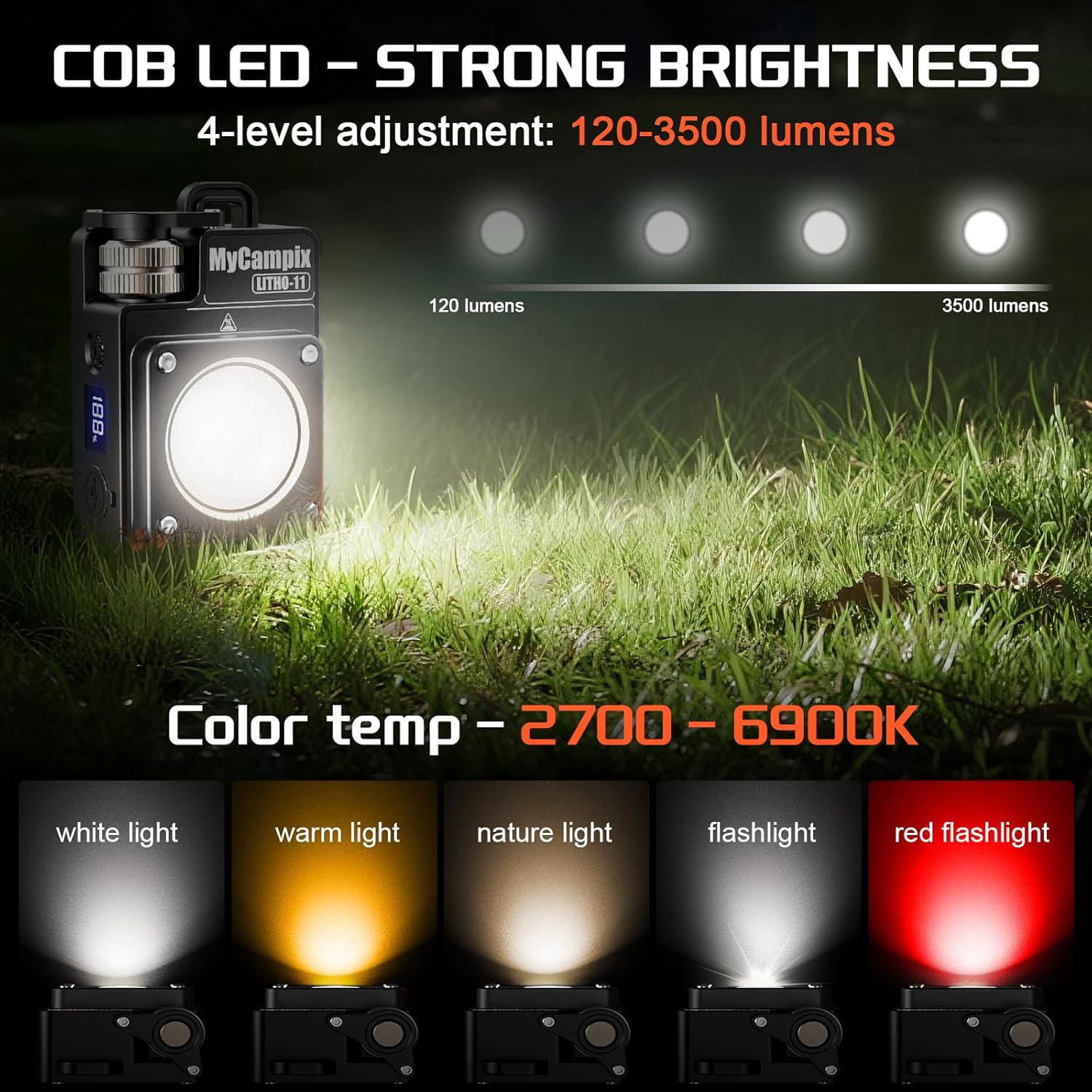 EDC Flashlight – NovaFlare Camp LED with 3500LM Rechargeable 5-Mode Lantern detail image - detail view 14