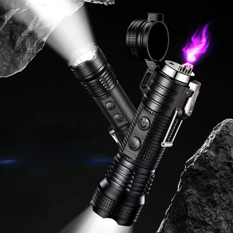 EDC Flashlight – Triple-Thunder Dual Arc Plasma Lighter & LED product image