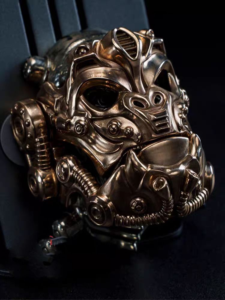 EDC Gadgets – Bronze Mechanical Gorilla Skull Mask with Interactive Art detail image