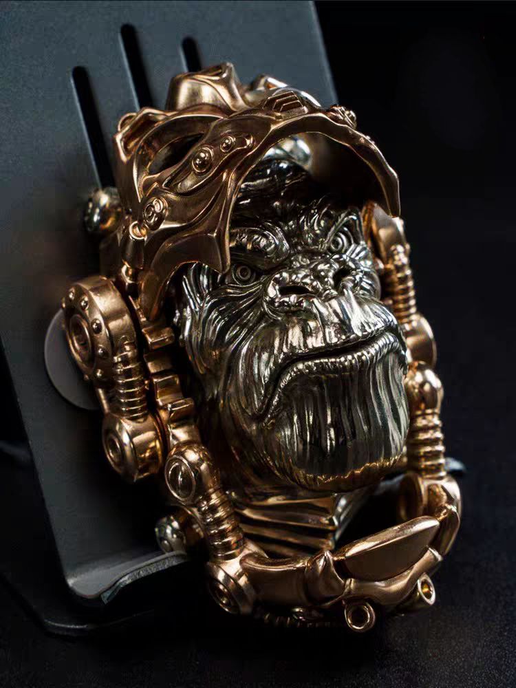EDC Gadgets – Bronze Mechanical Gorilla Skull Mask with Interactive Art product image