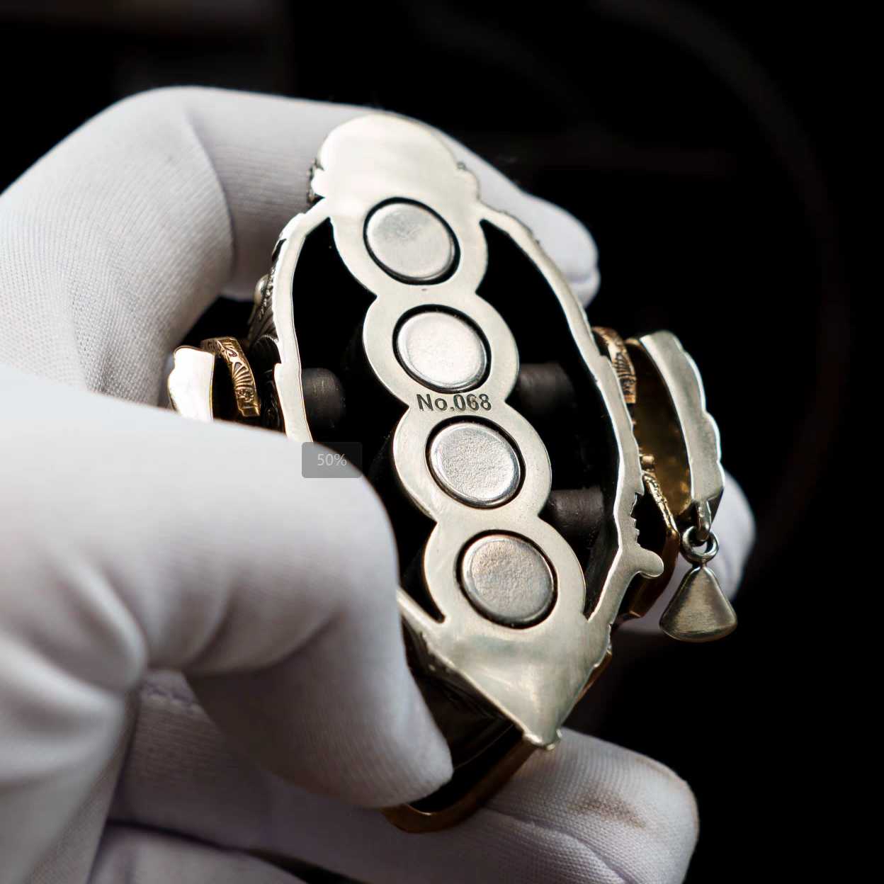 EDC Gadgets – Bronze Mechanical Rose Skull Mask with Interactive Art detail image - detail view 4