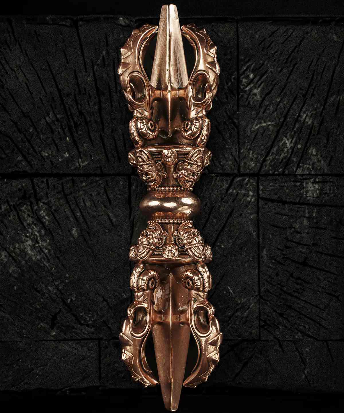 EDC Gadgets – Pala Dynasty Five-Pronged Vajra with Wrathful Padmasambhava Bronze Replica variant image - product view 5
