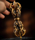 EDC Gadgets – Pala Dynasty Five-Pronged Vajra with Wrathful Padmasambhava Bronze Replica variant image