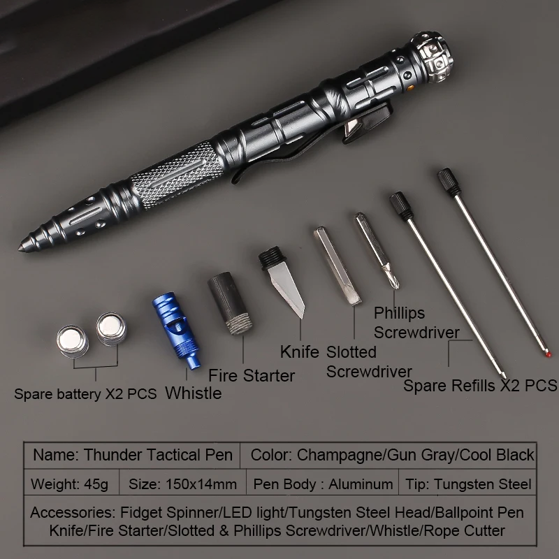 EDC Tactical Pen – SpinStrike 9-in-1 Multi-Functional with Heavy-Duty detail image - detail view 5