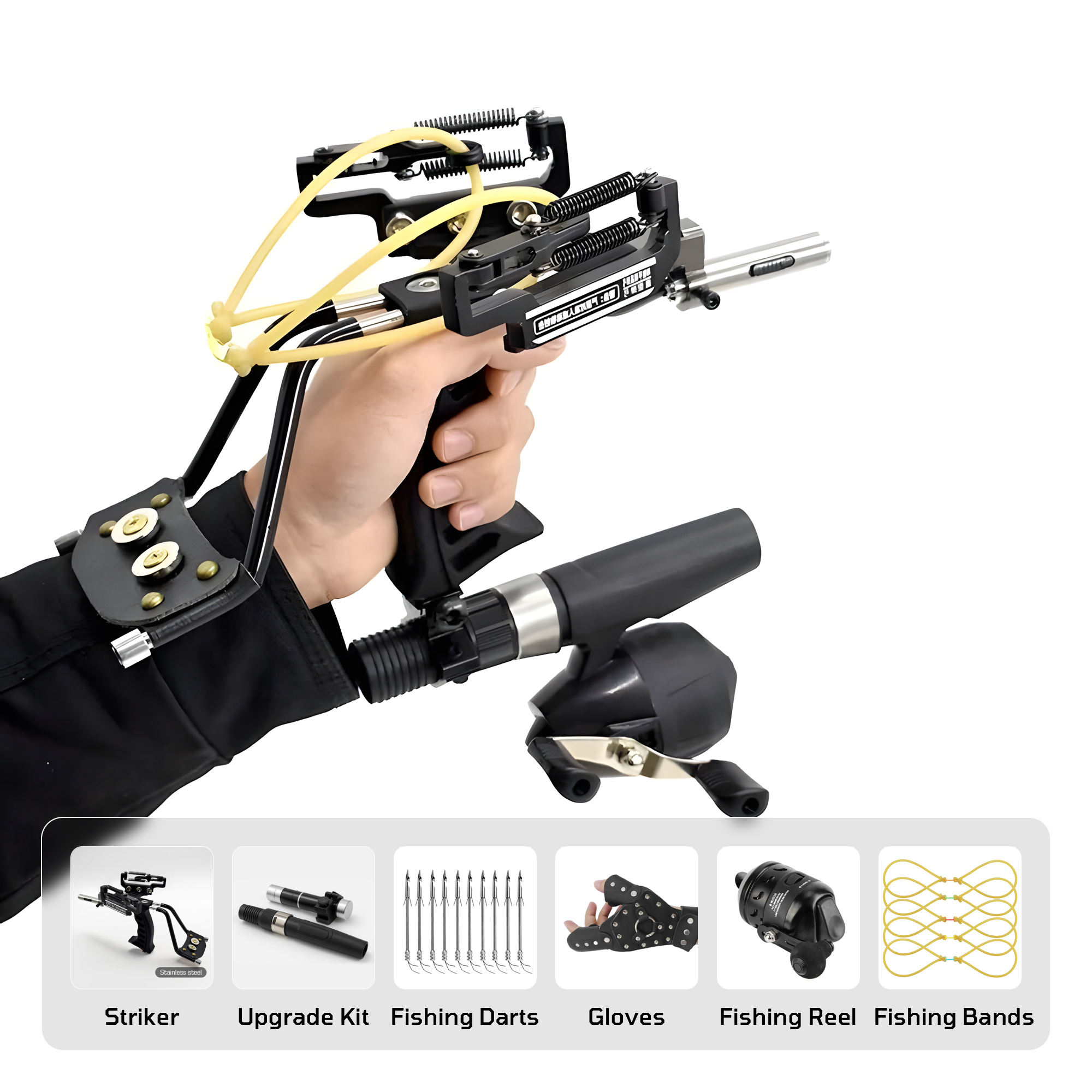 Fishing Slingshot – Adults with Complete Set with Reel Darts Bands Gloves & Laser Sight product image