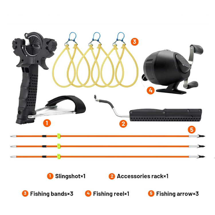 Fishing Slingshot – Adults with Wrist Brace Foldable Hunting with Reel & Arrows Kit detail image - detail view 3