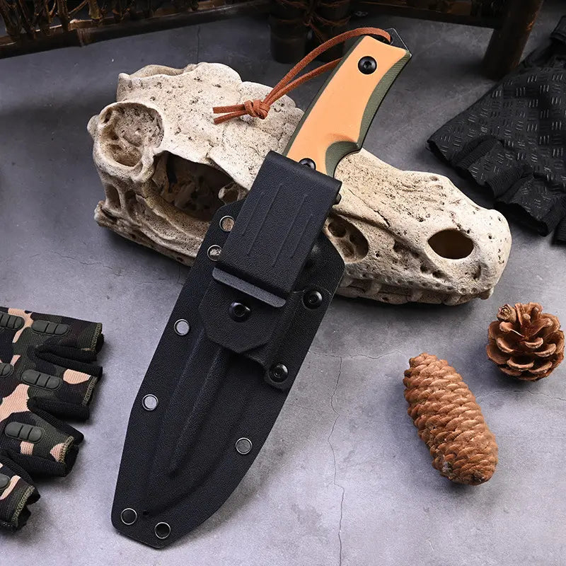 Fixed Blade Knife – G10 Handle Kydex Sheath Stonewash Heavy Duty Survival Camping detail image