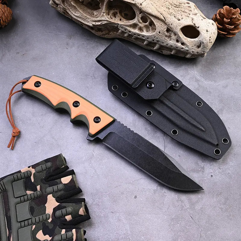Fixed Blade Knife – G10 Handle Kydex Sheath Stonewash Heavy Duty Survival Camping detail image - detail view 3