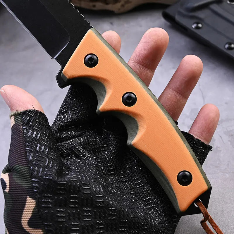 Fixed Blade Knife – G10 Handle Kydex Sheath Stonewash Heavy Duty Survival Camping detail image - detail view 5