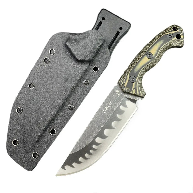 Fixed Blade Knife – M26 Straight with Wave-Pattern with G10 Handle & Kydex Sheath Tactical variant image