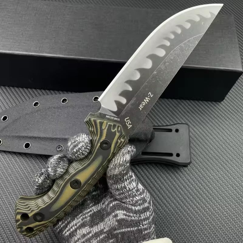 Fixed Blade Knife – M26 Straight with Wave-Pattern with G10 Handle & Kydex Sheath Tactical detail image