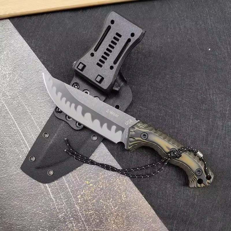 Fixed Blade Knife – M26 Straight with Wave-Pattern with G10 Handle & Kydex Sheath Tactical detail image - detail view 3