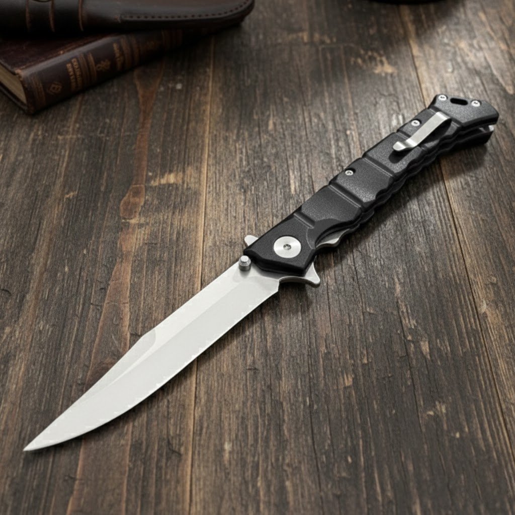 Folding Knife – Large Clip Point GFN Handle Spring Lock Tactical Military EDC product image
