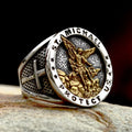 Gothic Cross Ring – Saint Michael with Mystic Guardian Punk Statement variant image