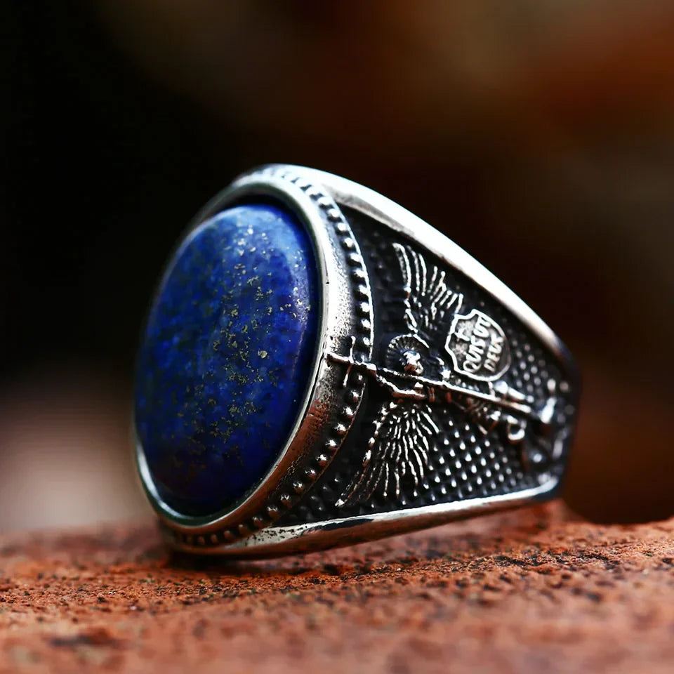 Gothic Cross Ring – Saint Michael with Mystic Guardian Punk Statement variant image - product view 4
