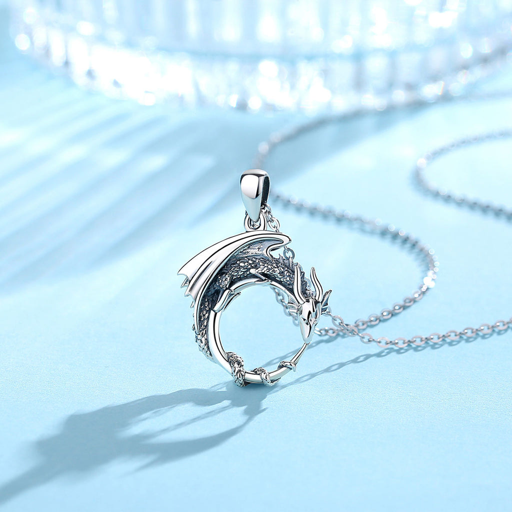 Gothic Dragon Necklace – Guardian 925 Sterling Silver Viking Pendant detail image - detail view 3
