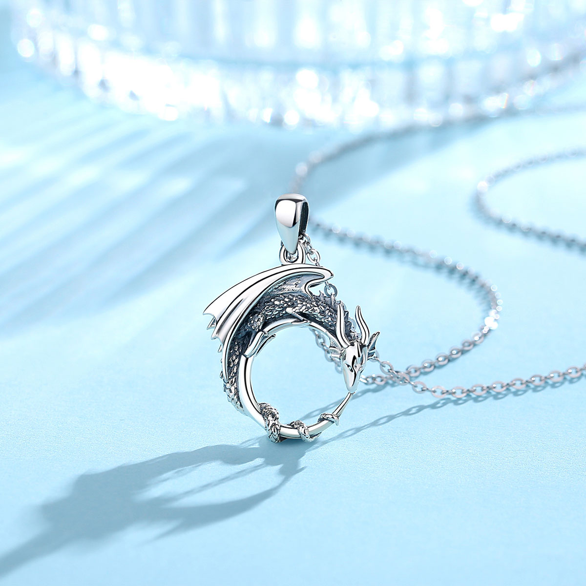 Gothic Dragon Necklace – Guardian 925 Sterling Silver Viking Pendant detail image - detail view 3