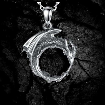 Gothic Dragon Necklace – Guardian 925 Sterling Silver Viking Pendant product image